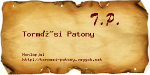 Tormási Patony névjegykártya